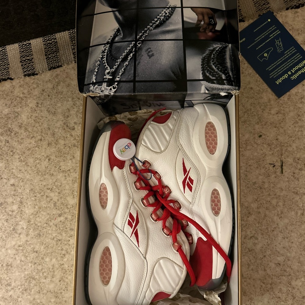 Reebok Question Mid 2006 10th Anniversary Edition Red Toe Size 10.5